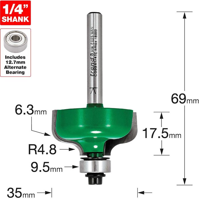 Tooled Up | Trend Trend CRAFTPRO Ogee Mould Bearing Guided Router Cutter 17.5mm 9.5mm 1/4 Trend Trend CRAFTPRO Ogee Mould Bearing Guided Router Cutter 17.5mm 9.5mm 1/4