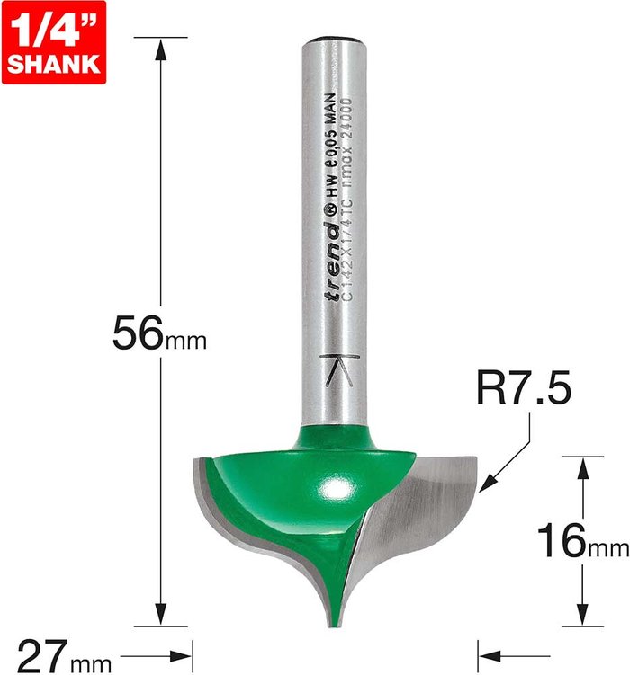 Tooled Up | Trend Trend CRAFTPRO Ogee Mould Router Cutter 27mm 16mm 1/4 Trend Trend CRAFTPRO Ogee Mould Router Cutter 27mm 16mm 1/4