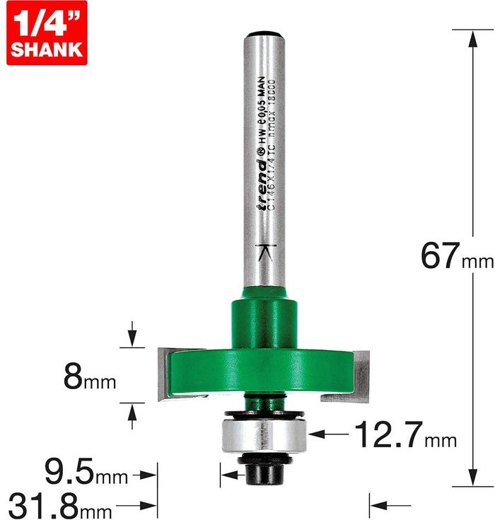 Tooled Up | Trend Trend CRAFTPRO One Piece Slotting Router Cutter 8mm 31.8mm 1/4 Trend Trend CRAFTPRO One Piece Slotting Router Cutter 8mm 31.8mm 1/4