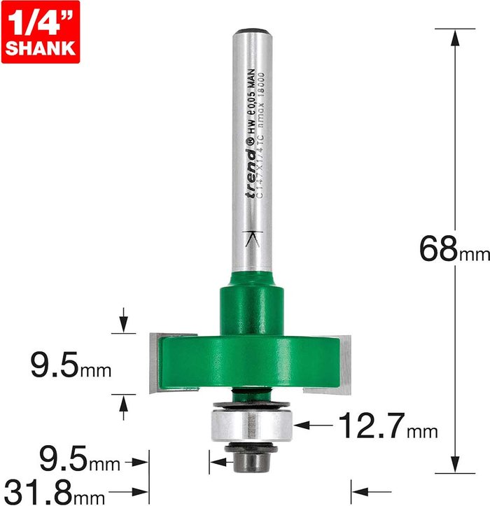 Tooled Up | Trend Trend CRAFTPRO One Piece Slotting Router Cutter 9.5mm 31.8mm 1/4 Trend Trend CRAFTPRO One Piece Slotting Router Cutter 9.5mm 31.8mm 1/4