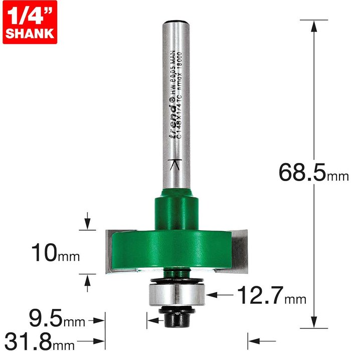 Tooled Up | Trend Trend CRAFTPRO One Piece Slotting Router Cutter 10mm 31.8mm 1/4 Trend Trend CRAFTPRO One Piece Slotting Router Cutter 10mm 31.8mm 1/4