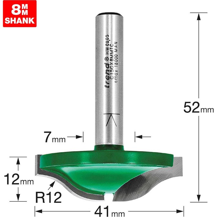 Tooled Up | Trend Trend CRAFTPRO Raised Panel Ogee Router Cutter 41mm 12mm 8mm Trend Trend CRAFTPRO Raised Panel Ogee Router Cutter 41mm 12mm 8mm