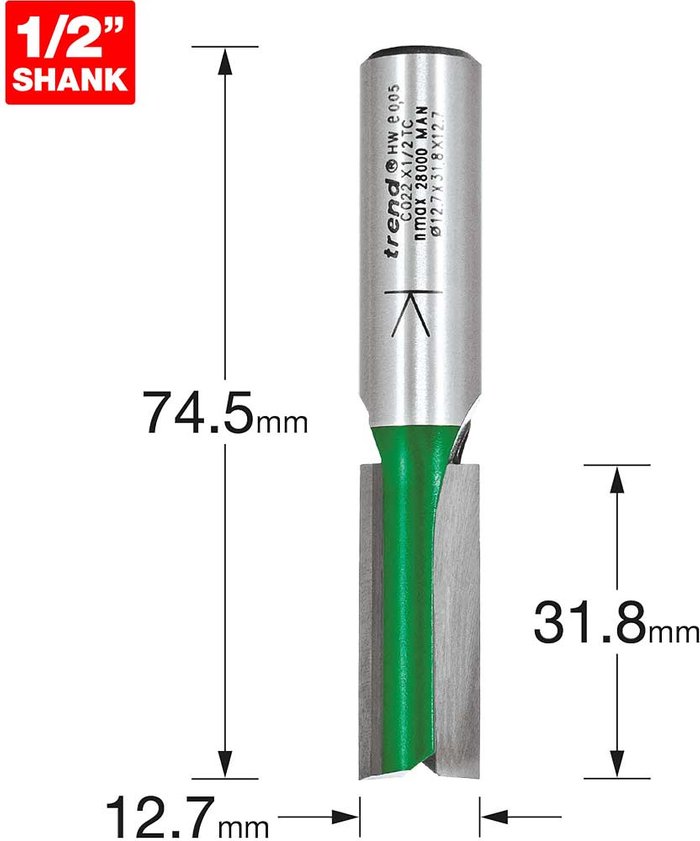 Tooled Up | Trend Trend CRAFTPRO Two Flute Straight Router Cutter 15mm 32mm 1/2 Trend Trend CRAFTPRO Two Flute Straight Router Cutter 15mm 32mm 1/2