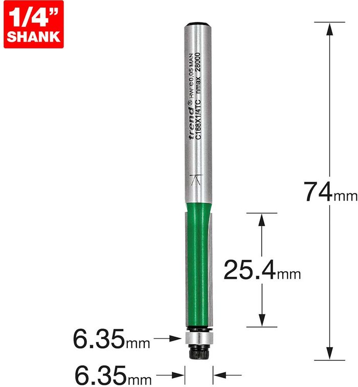 Tooled Up | Trend Trend Bearing Guided Trimmer 6.35mm x 25.4mm Trend Trend Bearing Guided Trimmer 6.35mm x 25.4mm