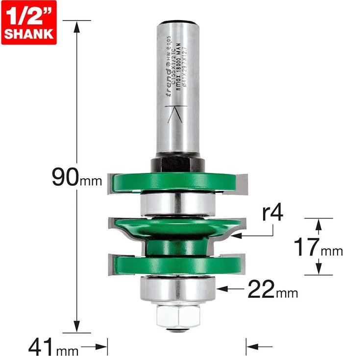 Tooled Up | Trend Trend CRAFTPRO Bearing Guided Easyset Ogee Router Cutter 41mm 17mm 1/2 Trend Trend CRAFTPRO Bearing Guided Easyset Ogee Router Cutter 41mm 17mm 1/2
