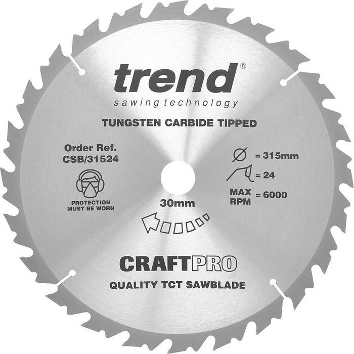Tooled Up | Trend Trend CRAFTPRO Wood Cutting Saw Blade 315mm 24T 30mm Trend Trend CRAFTPRO Wood Cutting Saw Blade 315mm 24T 30mm