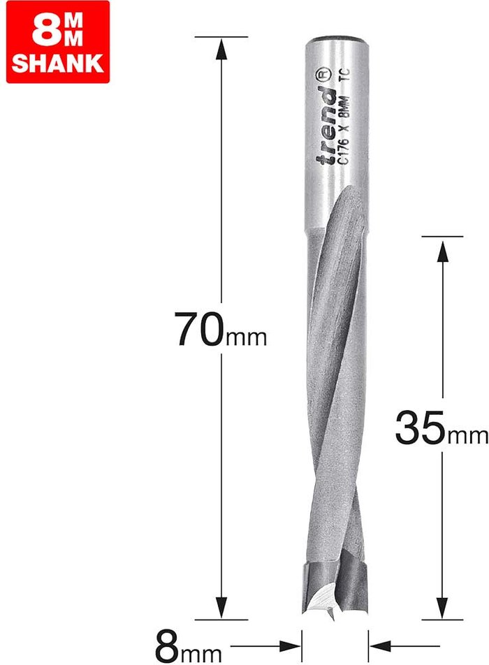 Tooled Up | Trend Trend CRAFTPRO Router Dowel Drill 8mm 35mm 8mm Trend Trend CRAFTPRO Router Dowel Drill 8mm 35mm 8mm