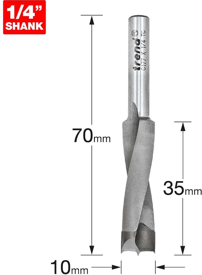 Tooled Up | Trend Trend CRAFTPRO Router Dowel Drill 10mm 35mm 1/4 Trend Trend CRAFTPRO Router Dowel Drill 10mm 35mm 1/4