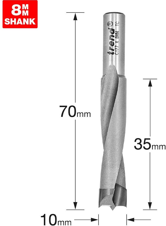 Tooled Up | Trend Trend CRAFTPRO Router Dowel Drill 10mm 35mm 8mm Trend Trend CRAFTPRO Router Dowel Drill 10mm 35mm 8mm