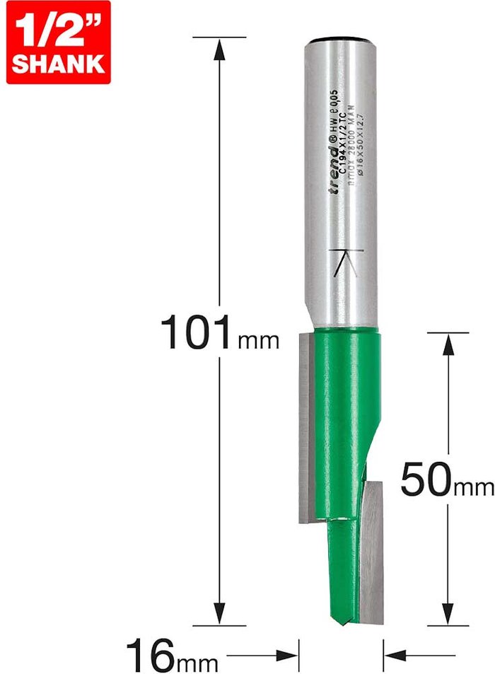 Tooled Up | Trend Trend CRAFTPRO Staggered Mortise Router Cutter 16mm 50mm 1/2 Trend Trend CRAFTPRO Staggered Mortise Router Cutter 16mm 50mm 1/2