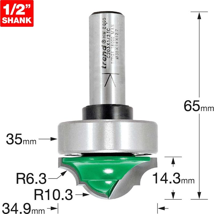 Tooled Up | Trend Trend CRAFTPRO Bearing Guided Classic Decor Router Cutter 35mm 14.3mm 1/2 Trend Trend CRAFTPRO Bearing Guided Classic Decor Router Cutter 35mm 14.3mm 1/2