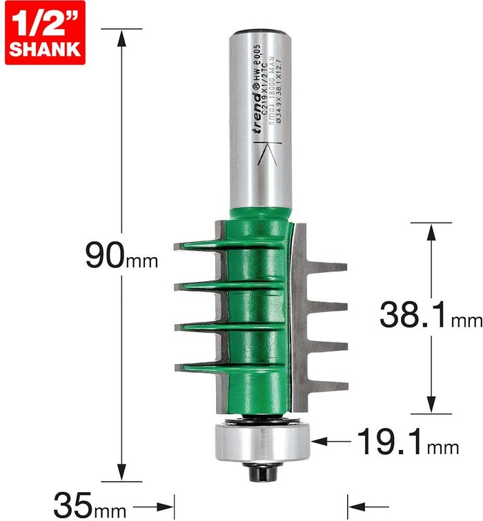 Tooled Up | Trend Trend CRAFTPRO Finger Joint Router Cutter 35mm 38.1mm 1/2 Trend Trend CRAFTPRO Finger Joint Router Cutter 35mm 38.1mm 1/2