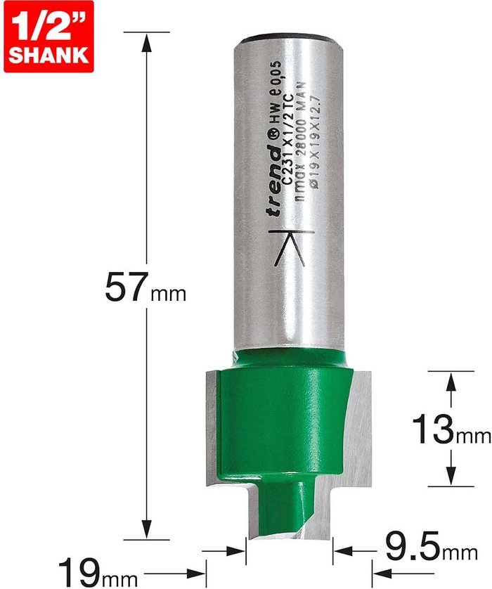 Tooled Up | Trend Trend CRAFTPRO Stepped Rebate Router Cutter 9.5mm 13mm 1/2 Trend Trend CRAFTPRO Stepped Rebate Router Cutter 9.5mm 13mm 1/2