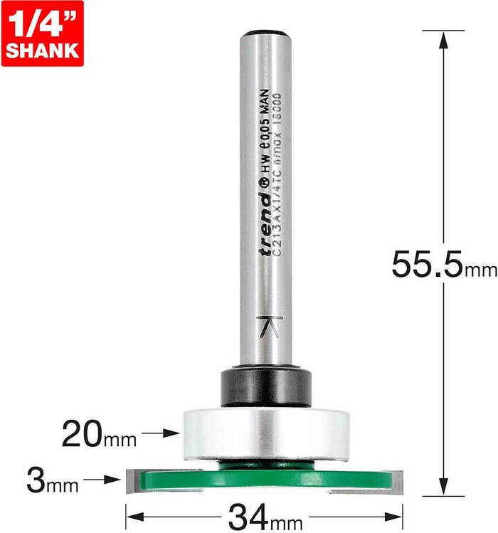 Tooled Up | Trend Trend CRAFTPRO Weatherseal Groover Router Cutter 34mm 3mm 1/4 Trend Trend CRAFTPRO Weatherseal Groover Router Cutter 34mm 3mm 1/4