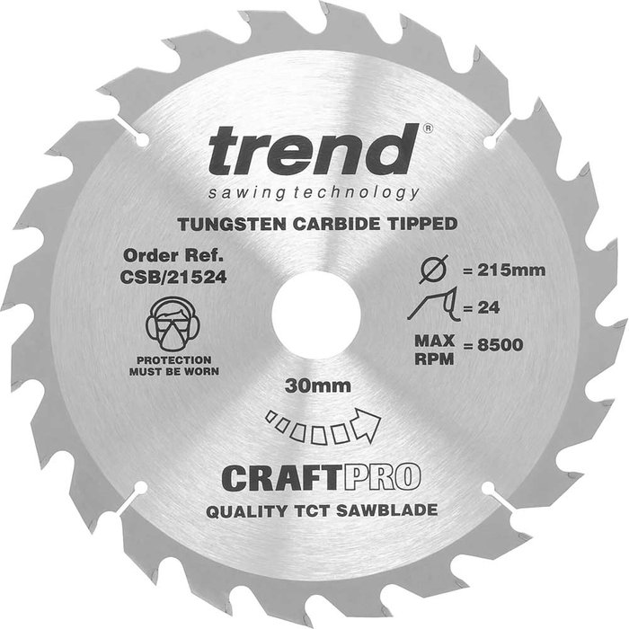 Tooled Up | Trend Trend CRAFTPRO Wood Cutting Saw Blade 215mm 24T 30mm Trend Trend CRAFTPRO Wood Cutting Saw Blade 215mm 24T 30mm