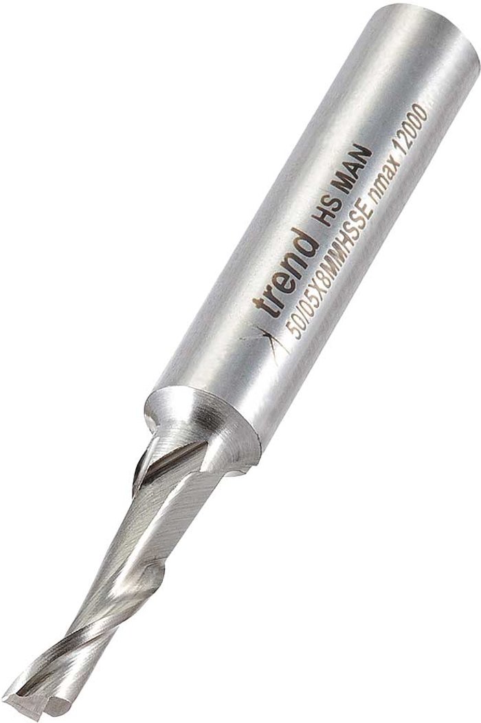 Tooled Up | Trend Trend Aluminium UPVC Single Flute Helical Upcut Cutter 5mm 12mm 8mm Trend Trend Aluminium UPVC Single Flute Helical Upcut Cutter 5mm 12mm 8mm