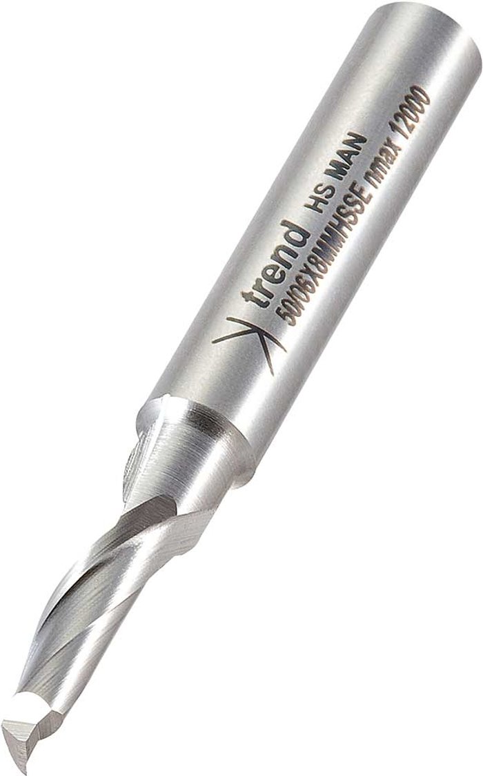Tooled Up | Trend Trend Aluminium UPVC Single Flute Helical Upcut Cutter 6mm 14mm 8mm Trend Trend Aluminium UPVC Single Flute Helical Upcut Cutter 6mm 14mm 8mm