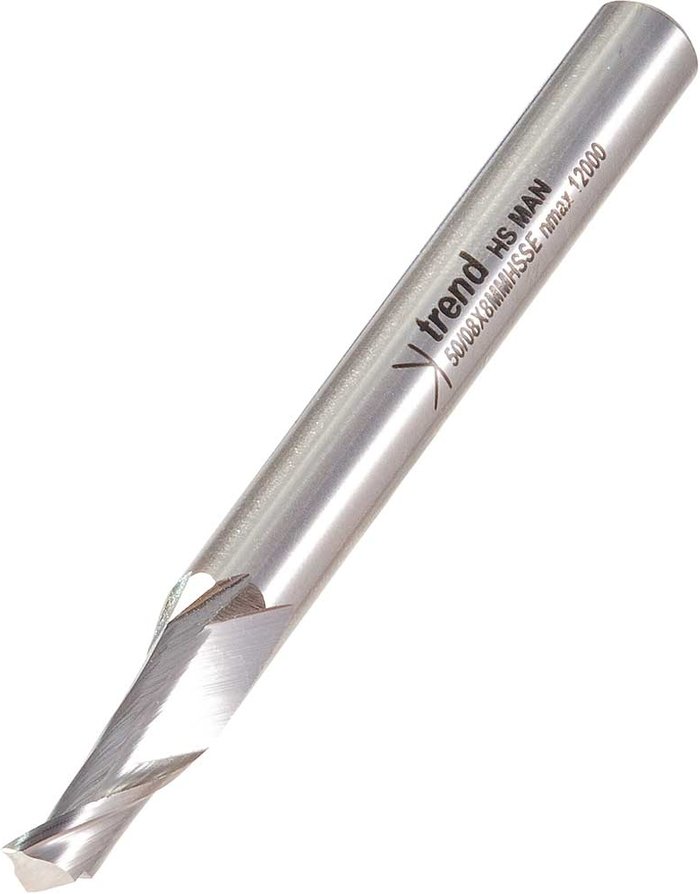 Tooled Up | Trend Trend Aluminium UPVC Single Flute Helical Upcut Cutter 8mm 14mm 8mm Trend Trend Aluminium UPVC Single Flute Helical Upcut Cutter 8mm 14mm 8mm