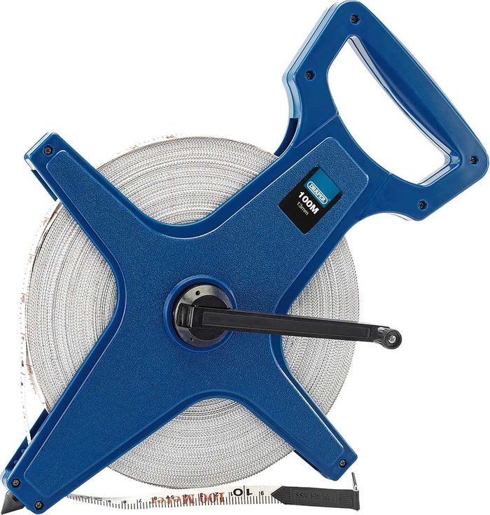 Tooled Up | Draper Draper Fibreglass Surveyors Tape Measure Imperial & Metric 330ft / 100m 13mm Draper Draper Fibreglass Surveyors Tape Measure Imperial & Metric 330ft / 100m 13mm