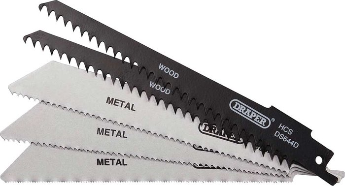 Tooled Up | Draper Draper 5 Piece Wood and Metal Cutting Reciprocating Sabre Saw Blade Set Draper Draper 5 Piece Wood and Metal Cutting Reciprocating Sabre Saw Blade Set