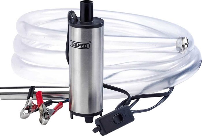 Tooled Up | Draper Draper 12V Diesel Fuel Water Transfer Pump - Chrome Draper Draper 12V Diesel Fuel Water Transfer Pump - Chrome