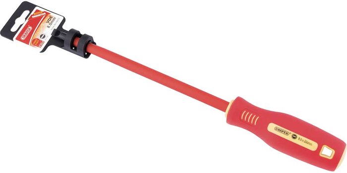 Tooled Up | Draper Draper VDE Insulated Parallel Slotted Screwdriver 8mm 200mm Draper Draper VDE Insulated Parallel Slotted Screwdriver 8mm 200mm
