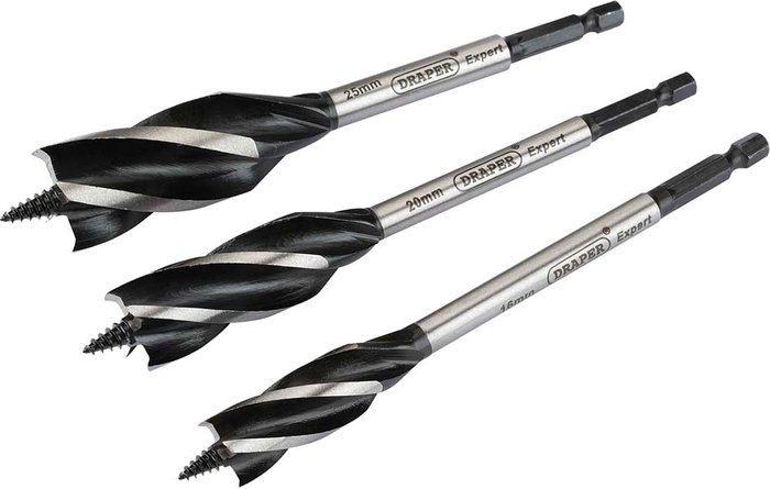 Tooled Up | Draper Draper 3 Piece 4 Fluted Wood Auger Bit Set Draper Draper 3 Piece 4 Fluted Wood Auger Bit Set