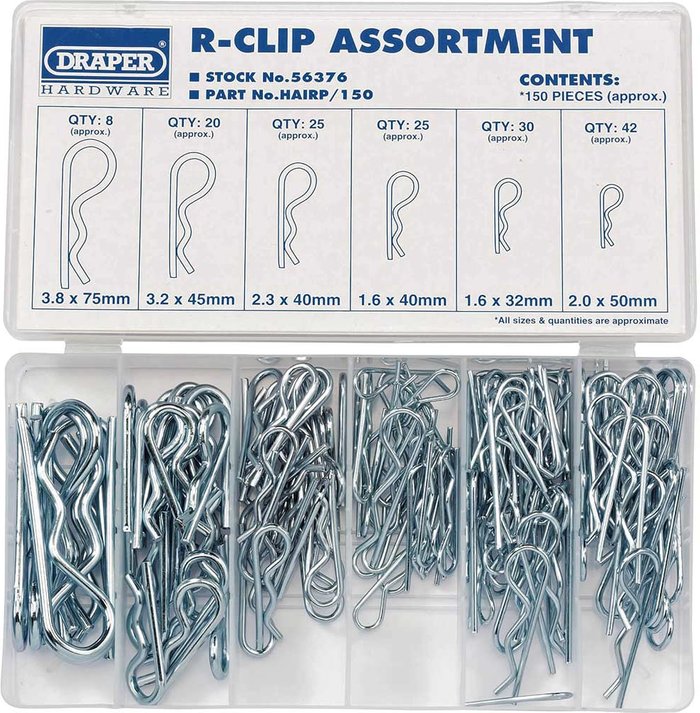 Tooled Up | Draper Draper 150 Piece R Clip Assortment Draper Draper 150 Piece R Clip Assortment