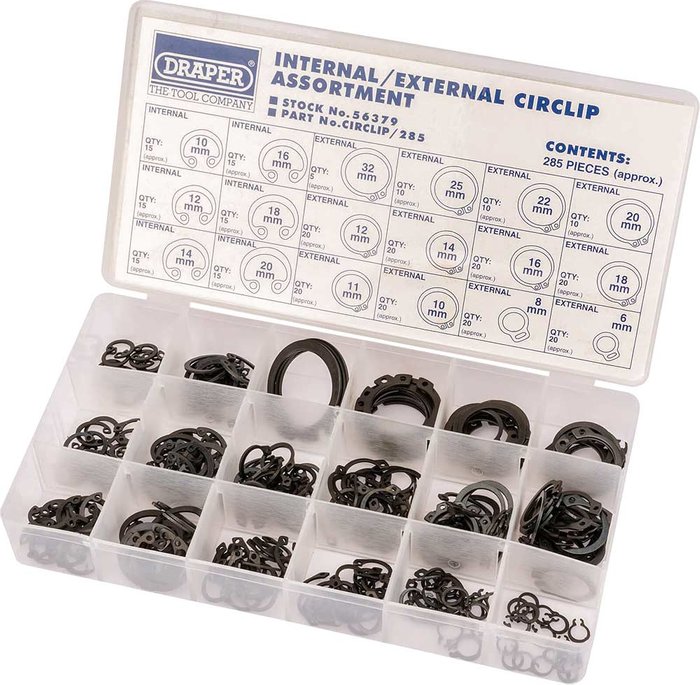 Tooled Up | Draper Draper 285 Piece Internal and External Circlip Assortment Draper Draper 285 Piece Internal and External Circlip Assortment