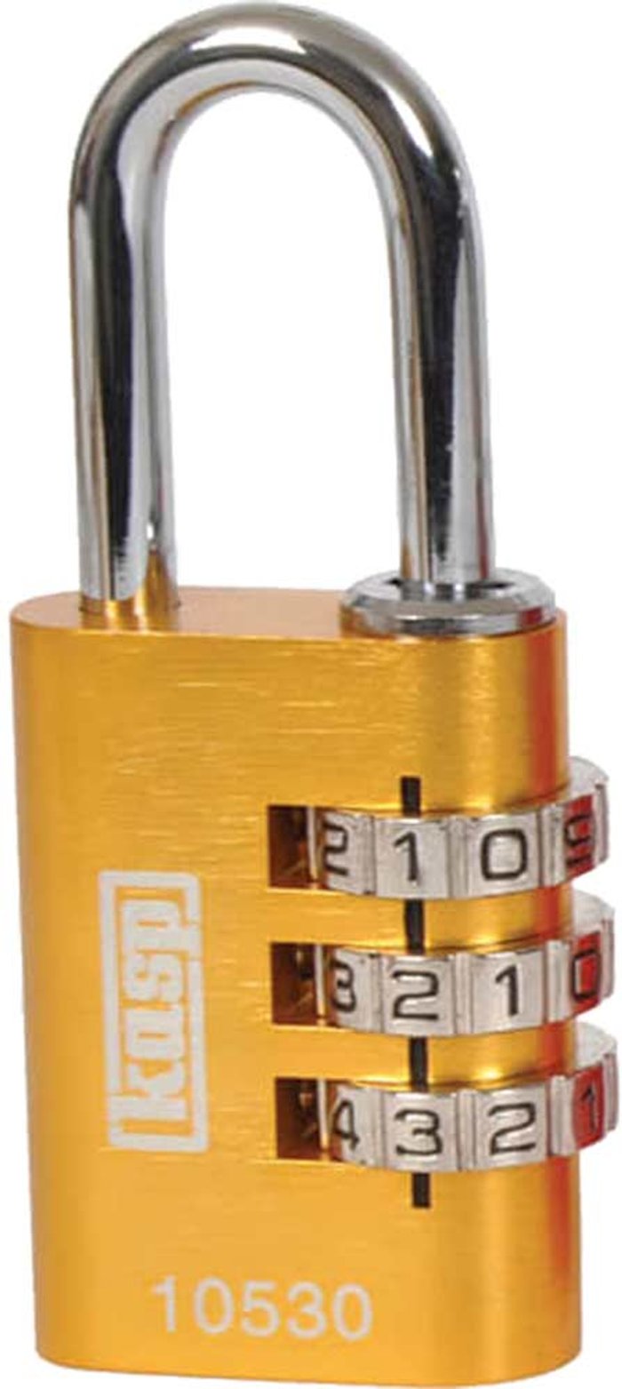Tooled Up | KASP Kasp Aluminium Combination Coloured Padlock 30mm Yellow Standard KASP Kasp Aluminium Combination Coloured Padlock 30mm Yellow Standard