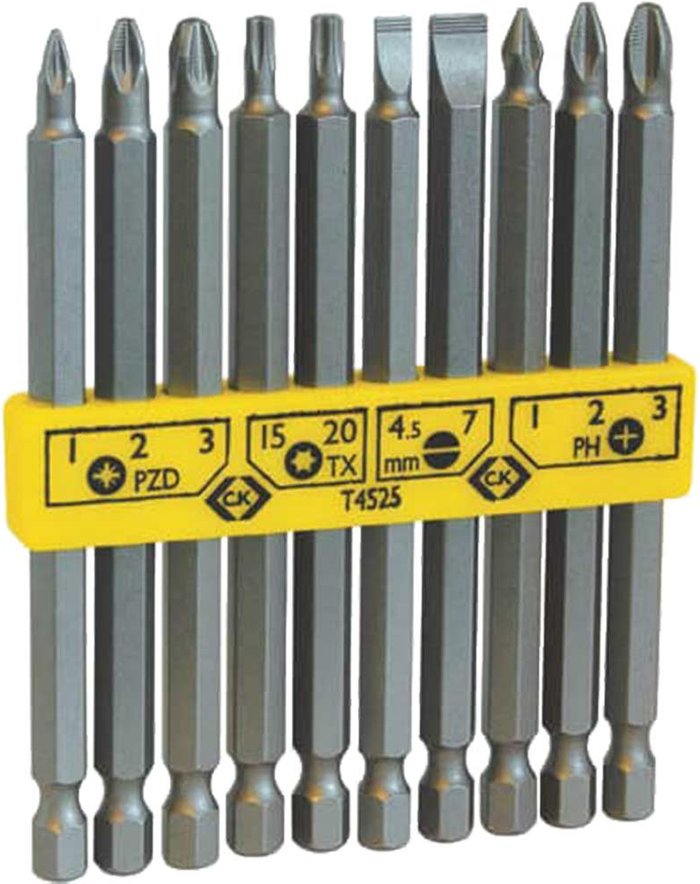 Tooled Up | CK Tools CK 10 Piece Long Reach Screwdriver Bit Set CK Tools CK 10 Piece Long Reach Screwdriver Bit Set