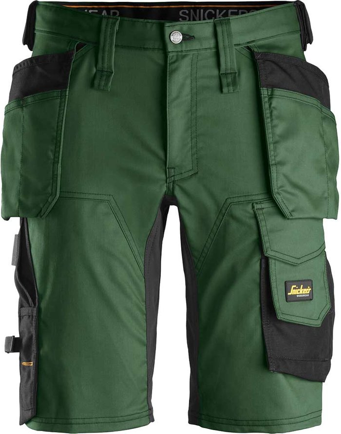 Tooled Up | Snickers Snickers 6141 Allround Work Stretch Slim Fit Holster Pockets Shorts Green / Black 33 Snickers Snickers 6141 Allround Work Stretch Slim Fit Holster Pockets Shorts Green / Black 33