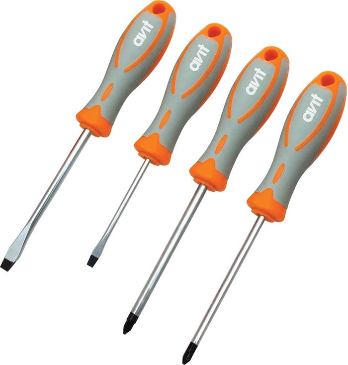 Tooled Up | Avit Avit 4 Piece Pozi and Slotted Screwdriver Set Avit Avit 4 Piece Pozi and Slotted Screwdriver Set