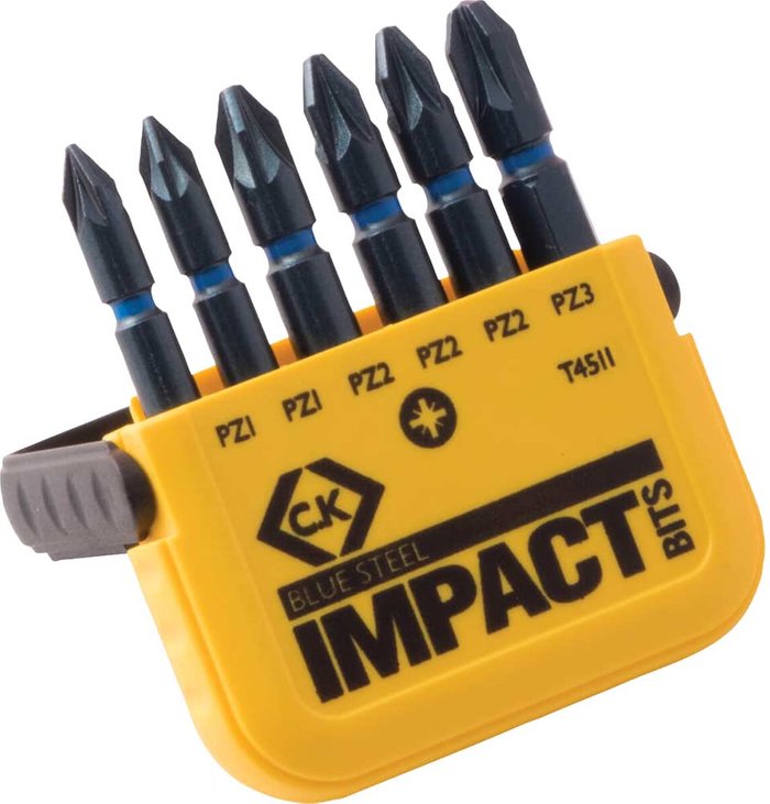 Tooled Up | CK Tools CK Blue Steel 6 Piece Impact Pozi Screwdriver Bit Set CK Tools CK Blue Steel 6 Piece Impact Pozi Screwdriver Bit Set