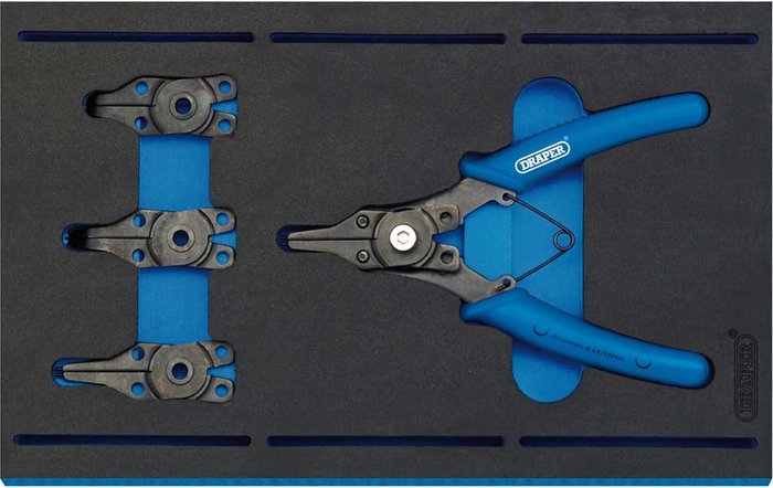 Tooled Up | Draper Draper Interchangeable Circlip Plier Set In 1/4 Drawer EVA Insert Tray (5 Piece) Draper Draper Interchangeable Circlip Plier Set In 1/4 Drawer EVA Insert Tray (5 Piece)