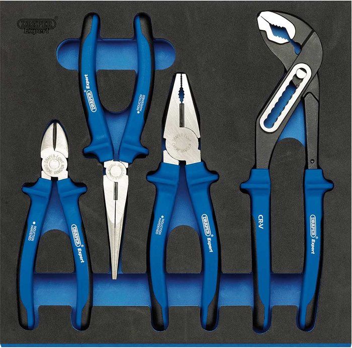 Tooled Up | Draper Draper 4 Piece Heavy Duty Plier Set In Eva Insert Tray Draper Draper 4 Piece Heavy Duty Plier Set In Eva Insert Tray
