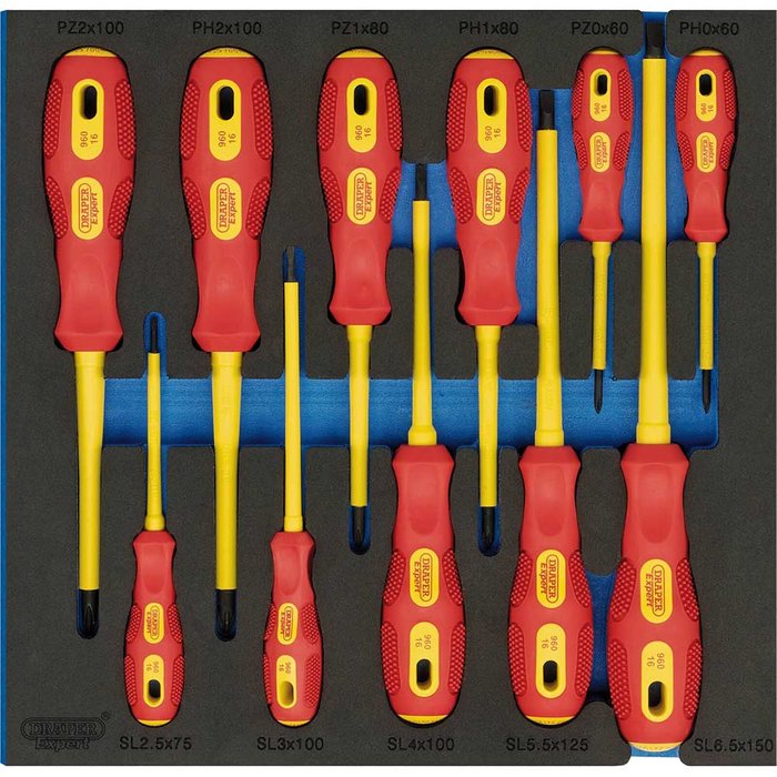 Tooled Up | Draper Draper VDE Insulated Screwdriver Set 11 Piece In Eva Insert Tray Draper Draper VDE Insulated Screwdriver Set 11 Piece In Eva Insert Tray