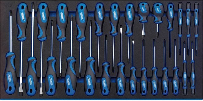 Tooled Up | Draper Draper Soft Grip Screwdriver Set In Full Drawer EVA Insert Tray (27 Piece) Draper Draper Soft Grip Screwdriver Set In Full Drawer EVA Insert Tray (27 Piece)