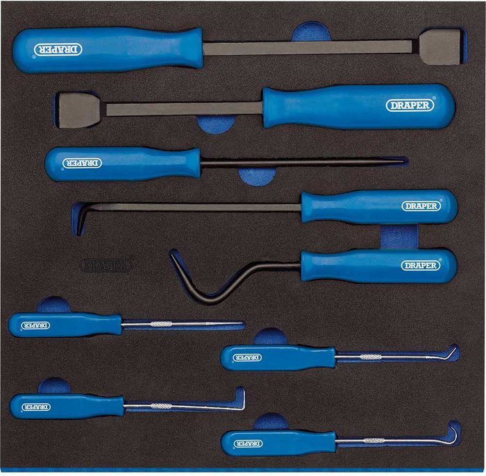 Tooled Up | Draper Draper Scraper, Hook And Pick Set In 1/2 Drawer EVA Insert Tray (9 Piece) Draper Draper Scraper, Hook And Pick Set In 1/2 Drawer EVA Insert Tray (9 Piece)