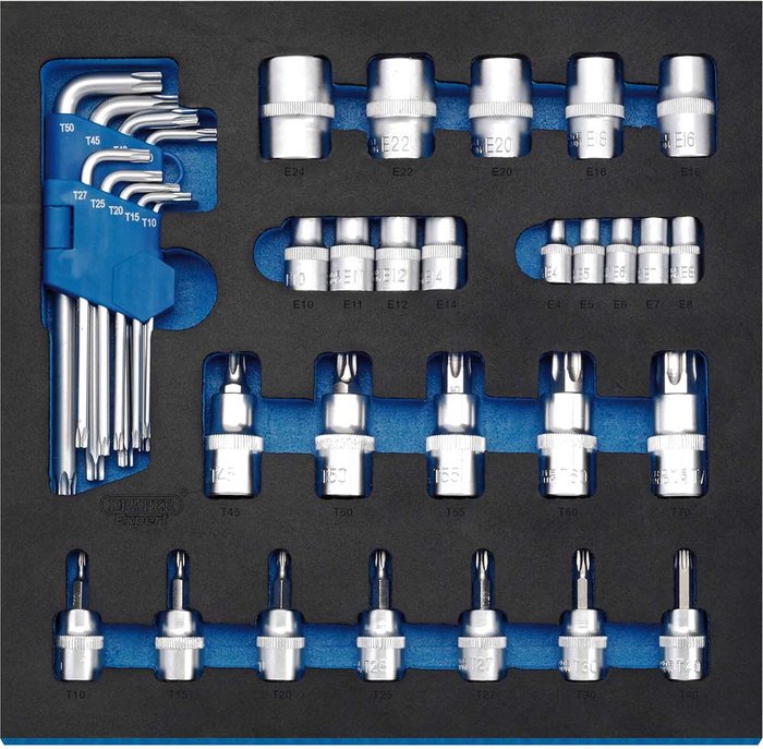 Tooled Up | Draper Draper 35 Piece Screwdriver Bit and Torx Key Set in EVA Insert Tray Draper Draper 35 Piece Screwdriver Bit and Torx Key Set in EVA Insert Tray
