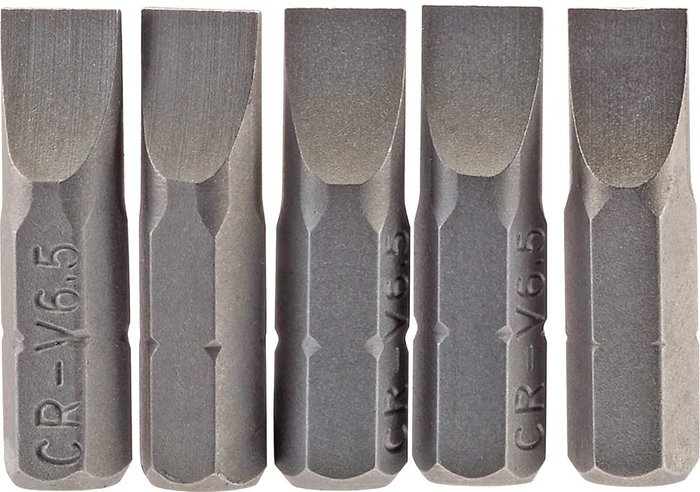 Tooled Up | Draper Draper Slotted Screwdriver Bit 6.5mm 25mm Pack of 5 Draper Draper Slotted Screwdriver Bit 6.5mm 25mm Pack of 5