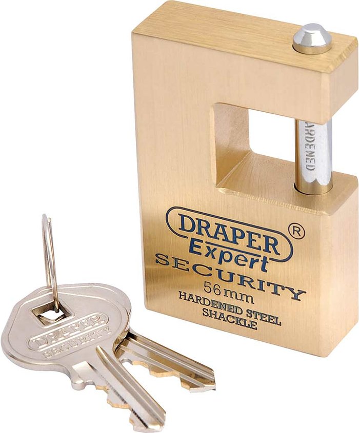 Tooled Up | Draper Draper Expert Solid Brass Padlock Closed Shackle 56mm Standard Draper Draper Expert Solid Brass Padlock Closed Shackle 56mm Standard