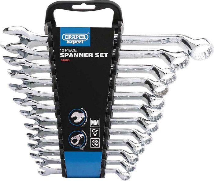 Tooled Up | Draper Draper Hi-Torq Metric Combination Spanner Set (12 Piece) - SILVER Draper Draper Hi-Torq Metric Combination Spanner Set (12 Piece) - SILVER