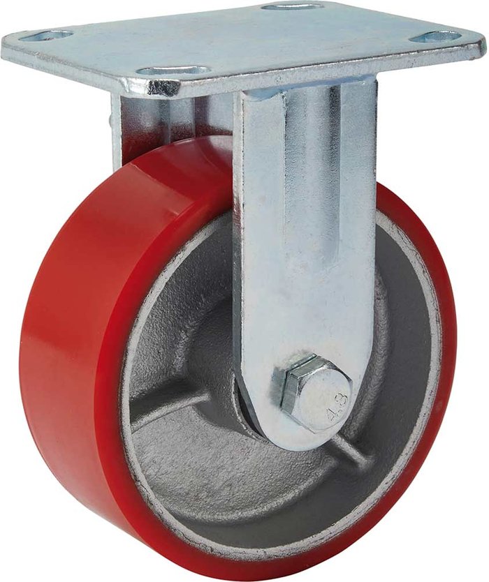 Tooled Up | Draper Draper 125mm Diameter Fixed Plate Fi x ing Heavy Duty Polyurethane Wheel - S.W.L. 300Kg Draper Draper 125mm Diameter Fixed Plate Fi x ing Heavy Duty Polyurethane Wheel - S.W.L. 300Kg