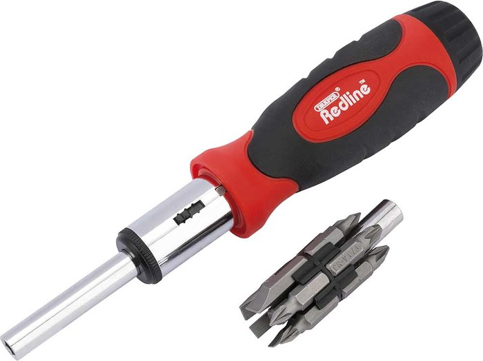 Tooled Up | Draper Draper 14 Piece Ratcheting Screwdriver and Bit Set Draper Draper 14 Piece Ratcheting Screwdriver and Bit Set