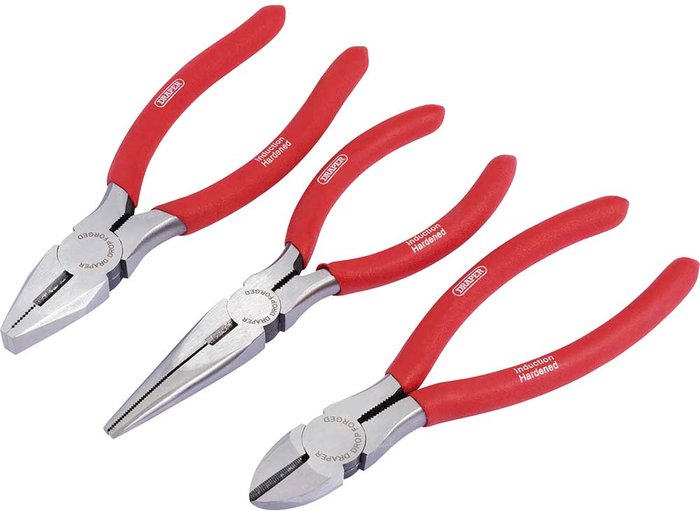 Tooled Up | Draper Draper Redline 3 Piece Pliers Set Draper Draper Redline 3 Piece Pliers Set