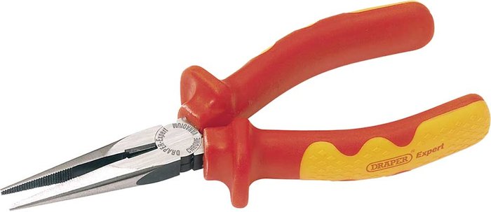 Tooled Up | Draper Draper Expert VDE Insulated Long Nose Pliers 160mm Draper Draper Expert VDE Insulated Long Nose Pliers 160mm