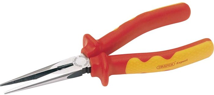 Tooled Up | Draper Draper Expert VDE Insulated Long Nose Pliers 200mm Draper Draper Expert VDE Insulated Long Nose Pliers 200mm