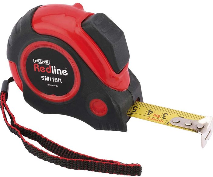 Tooled Up | Draper Draper Redline Measuring Tape Imperial & Metric 16ft / 5m 19mm Draper Draper Redline Measuring Tape Imperial & Metric 16ft / 5m 19mm