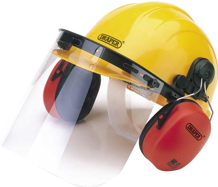 Tooled Up | Draper Draper Safety Helmet With Ear Muffs And Visor Draper Draper Safety Helmet With Ear Muffs And Visor